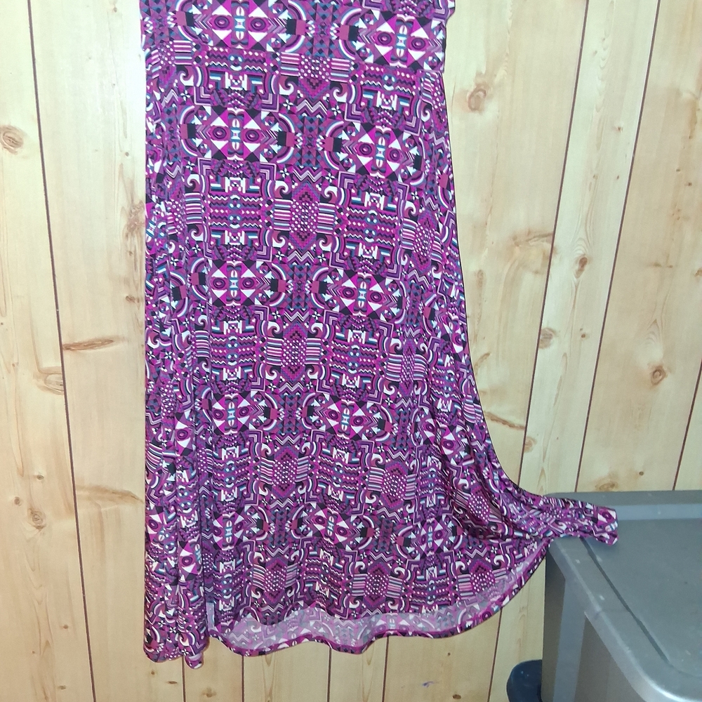 LuLaRoe Maxi Skirt in Pink and Purple Geometric Pattern